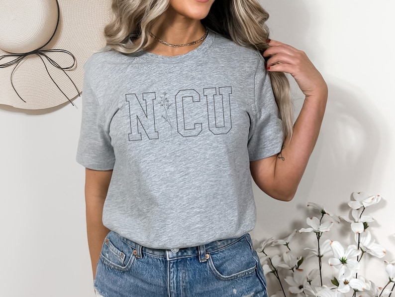 Floral Collegiate NICU Shirt, Neonatal ICU Nurse Gift, NICU Team Tee, Neonatal Intensive Care Comfy Shirt image 7