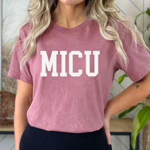 Sporty Collegiate ICU Shirt, Medical MICU Nurse Gift, MICU Team Tee, Critical Intensive Care Comfy Shirt image 8