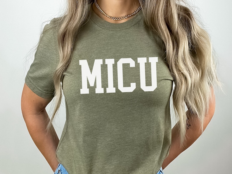 Sporty Collegiate ICU Shirt, Medical MICU Nurse Gift, MICU Team Tee, Critical Intensive Care Comfy Shirt image 5