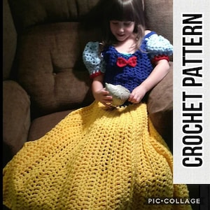 Padrão de manta de crochê em formato de vestido de princesa, tamanhos infantil e adulto (padrão em PDF)