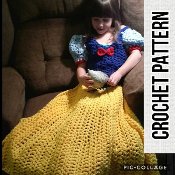 Princess Dress Blanket, Fairest Princess, Crochet pattern, Digital Download, PDF only, toddler, child, adult sizes