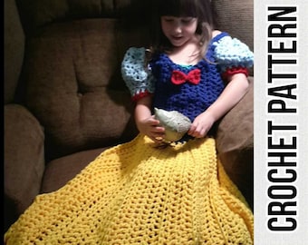 Princess Dress Crochet Blanket Pattern, Toddler Child Adult Sizes (PDF Pattern)