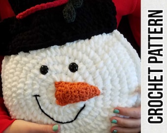 Snowman Pillow Crochet Pattern, PDF instant download winter decor