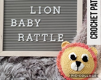 Scarica istantaneamente il PDF del modello Little Lion Baby Rattle Crochet Download Terminologia americana di Carol Hladik Designs