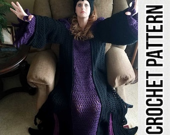 Horned Villain Dress Blanket, PDF, Instant Downoad, Crochet Pattern, Wearable Blanket, Child, Adult, Large Adult, Horns