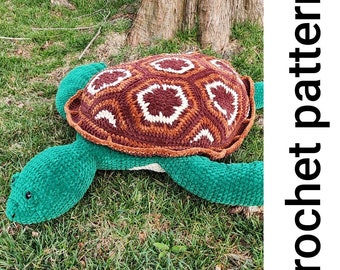 Modello Splash the Sea Turtle all'uncinetto Download immediato di PDF Amigurumi grande e carino