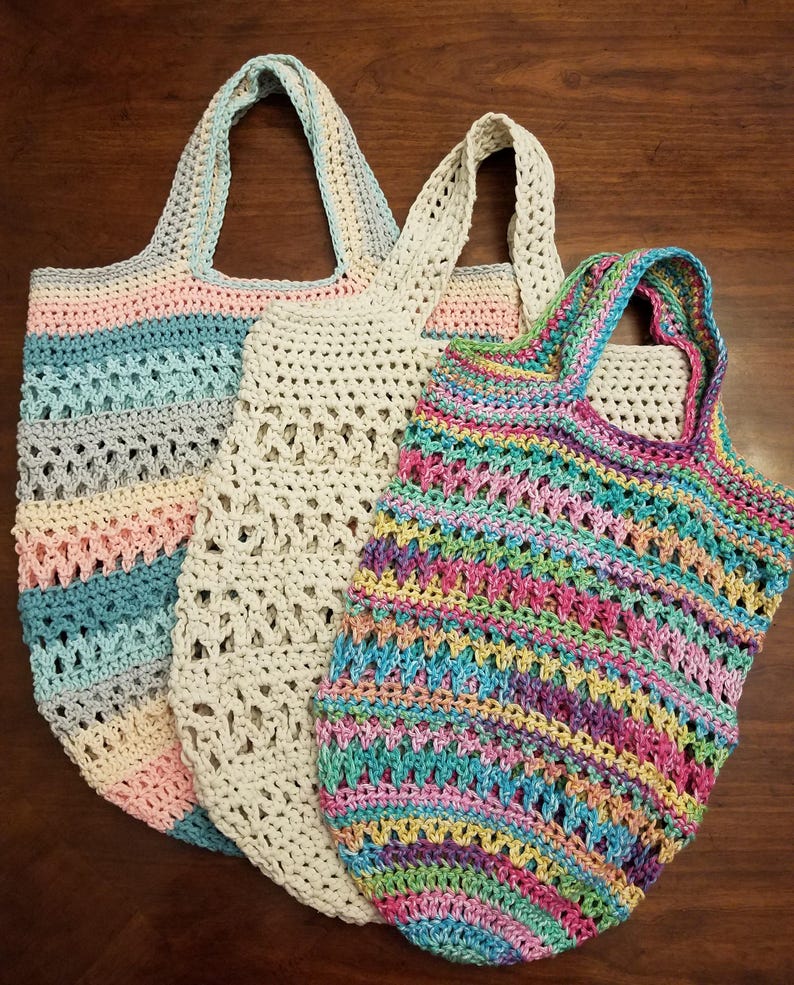 On the Go Market Bag Crochet Pattern PDF Instant Download Reusable Bag Environmental Friendly 3 sizes Cotton