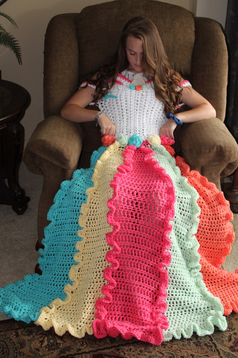 Unicorn Dress Blanket, wearable blanket, crochet pattern, PDF, instant download, toddler, child, adult, fantasy image 3