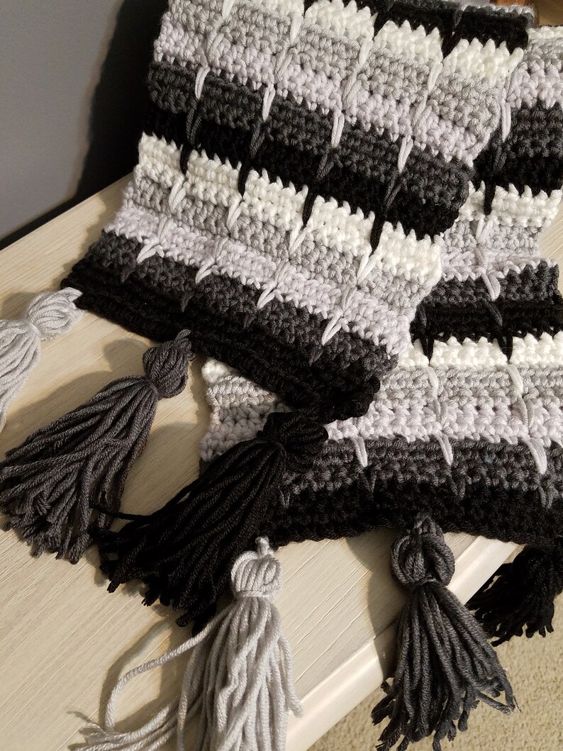 Winter/'s Ice Tasseled Scarf Crochet Pattern PDF Instant Download Caron x Pantone yarn