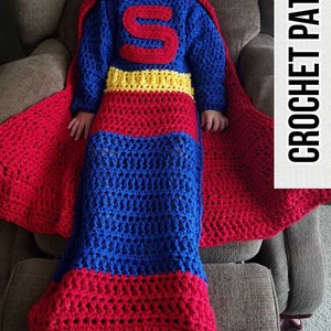 Super Hero Wearable Blanket Crochet Pattern PDF Digital Download only Child Toddler Adult Sizes Boy Man