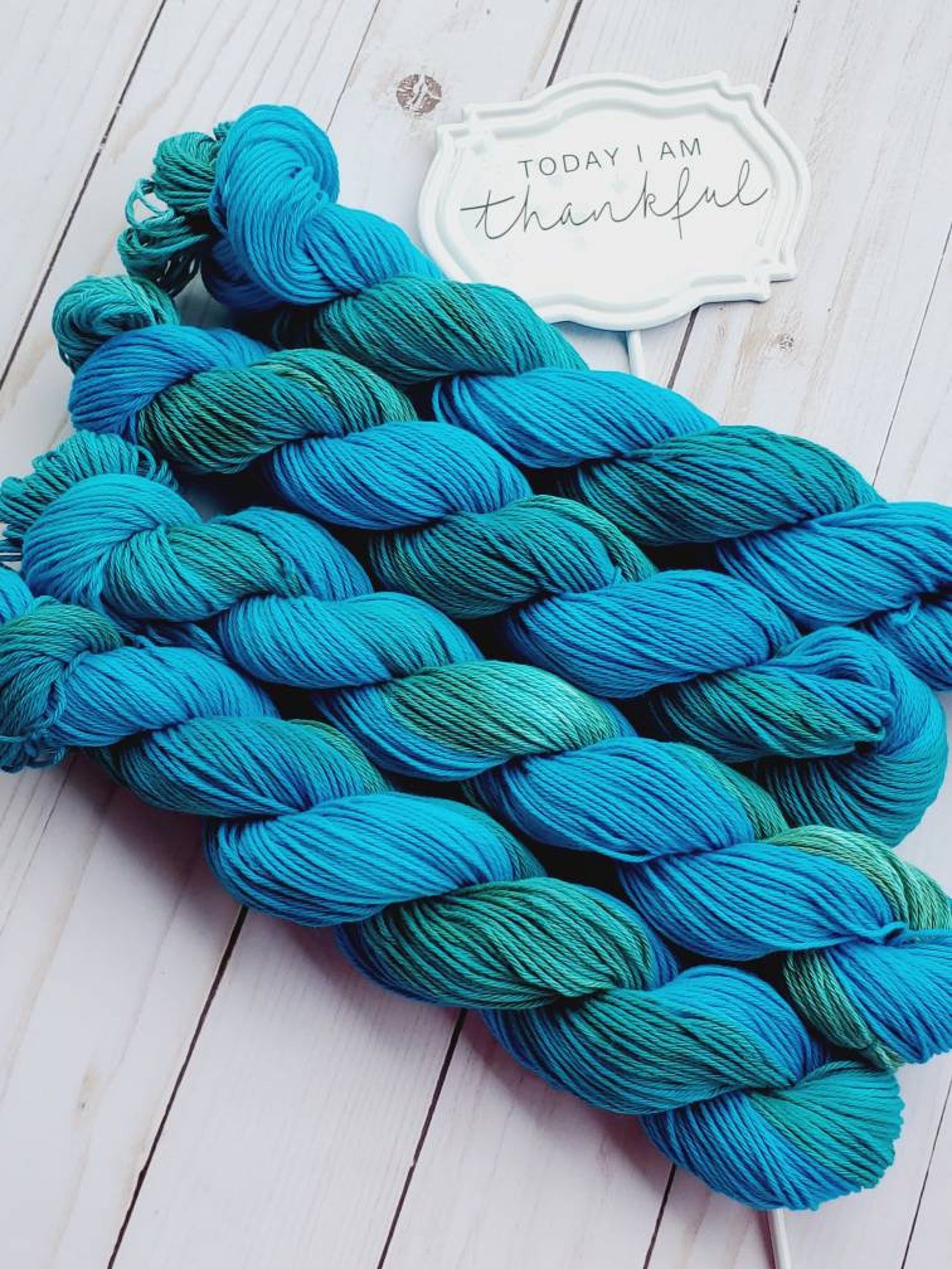 Hand Dyed Cotton Yarn Sport Weight Wild Peacock Turquoise Etsy
