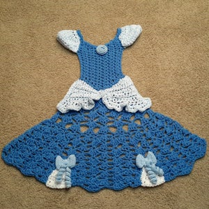 Couverture de robe de princesse, bleu, motif au crochet, Téléchargement numérique, PDF uniquement, tailles pour tout-petits, enfants et adultes image 3