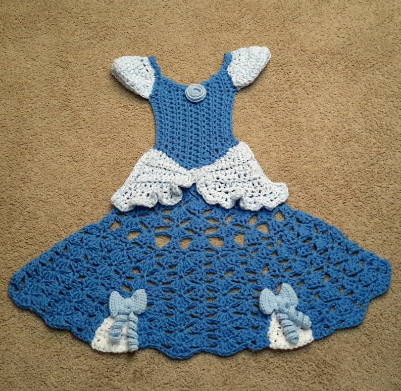 Couverture de robe de princesse, bleu, motif au crochet, Téléchargement numérique, PDF uniquement, tailles pour tout-petits, enfants et adultes image 3