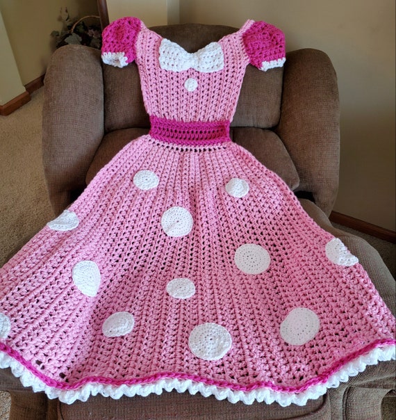 Polka Dot Party Princess Dress Blanket Crochet Pattern PDF Instant Download American Terminology by Carol Hladik Designs Etsy