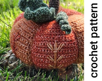 Patrón de bordado de calabaza de otoño a crochet en PDF - Nivel intermedio