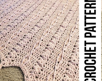 Baby Blanket Crochet Pattern Trellis and Vines PDF digital instant download American Terminology diamond cable and sprout