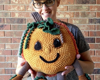 Pumpkin Pal Pluffy Pillow Stuffy, stuffie, Crochet Pattern PDF instant download toy home decor