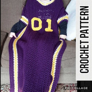 Tragbare Fußball Jersey Decke, Häkelanleitung, PDF, Digital Download, Kleinkind Kind Erwachsene Größen