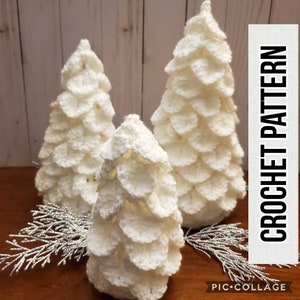 Winter Tree Trio Crochet Pattern, PDF instant download, three tree sizes plus bonus Christmas Ornament