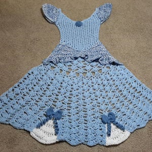 Couverture de robe de princesse, bleu, motif au crochet, Téléchargement numérique, PDF uniquement, tailles pour tout-petits, enfants et adultes image 4