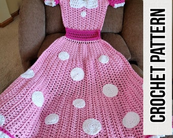 Polka Dot Party Princess Dress Blanket Crochet pattern PDF instant download American terminology by Carol Hladik Designs