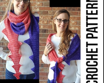 Dueling Dragon Tails Shawl / Scarf Crochet Pattern Fingering weight PDF instant download instructions sock yarn