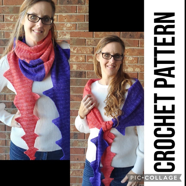 Dueling Dragon Tails Shawl / Scarf Crochet Pattern Fingering weight PDF instant download instructions sock yarn