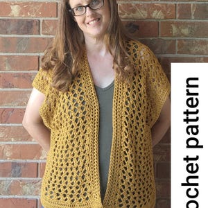Summer Lace Cardi Crochet Pattern XS - 5XL, Instant Download PDF, American Terminology