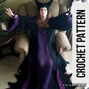 Horned Villain Dress Blanket, PDF, Instant Downoad, Crochet Pattern, Wearable Blanket, Child, Adult, Large Adult, Horns