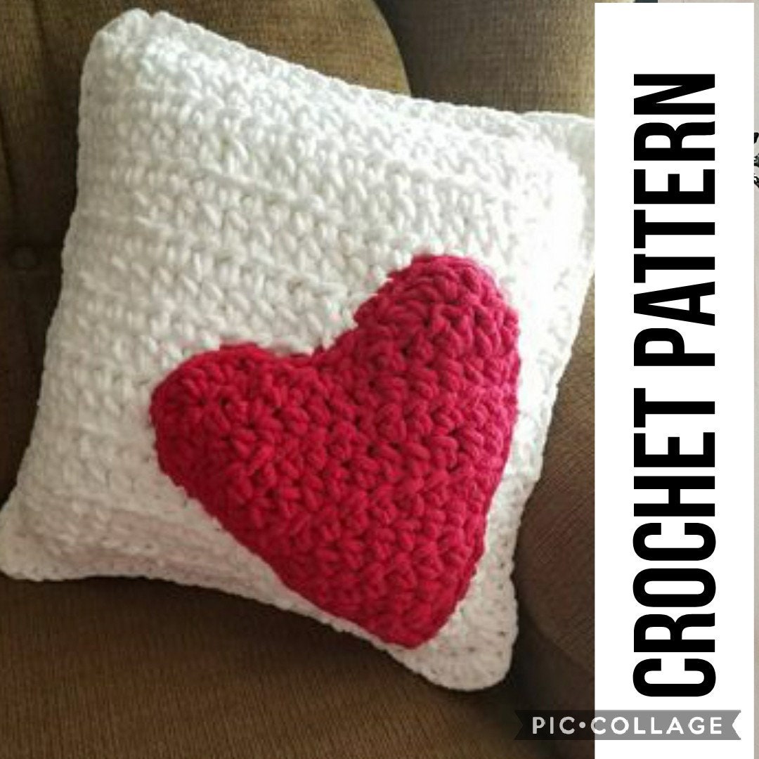 Puffy Heart Pillow Crochet Pattern