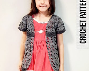 Summer Waves Cardi Child Size Crochet Pattern Instant Download PDF Short Sleeve Cardigan