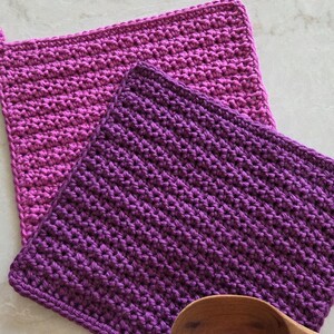 Mulberry Patch Dishcloth Crochet Pattern PDF, worsted weight yarn, Beginners