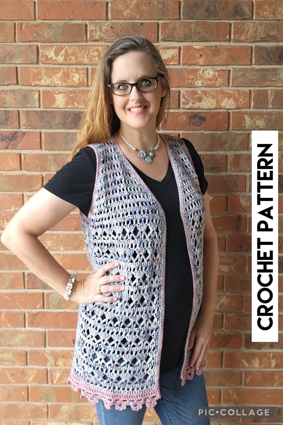 PATTERN Trellis Lace Vest Crochet PDF Instructions, Size Inclusive XS
