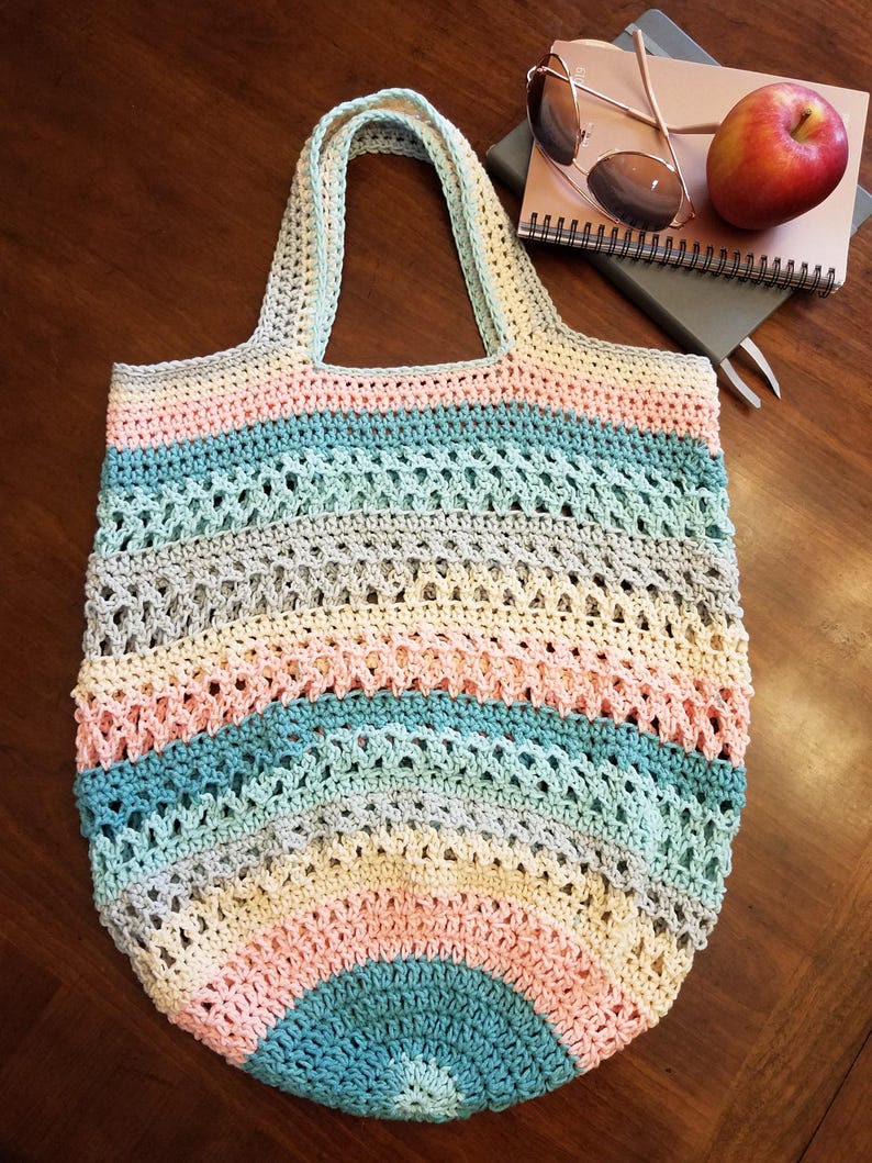 On the Go Market Bag Crochet Pattern PDF Instant Download Reusable Bag Environmental Friendly 3 sizes Cotton