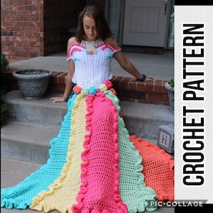 Unicorn Dress Blanket Crochet Pattern PDF - Intermediate Aran Yarn