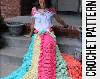 Unicorn Dress Blanket Crochet Pattern PDF - Intermediate Aran Yarn