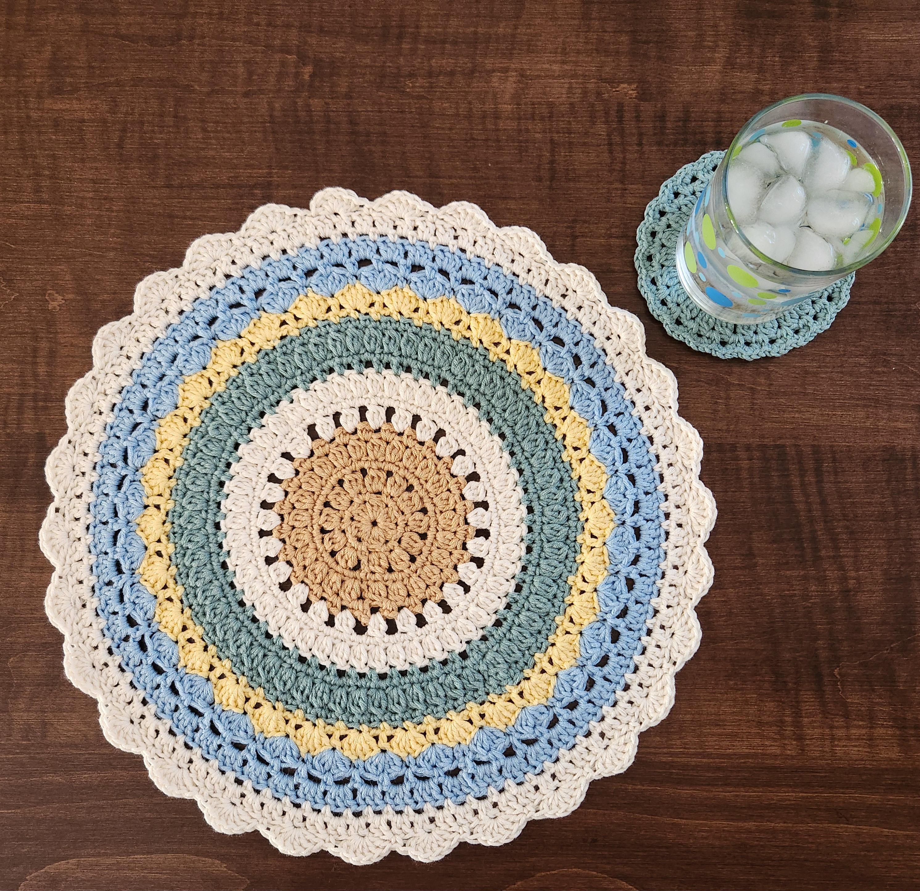 39 Stunning Crochet Mandala Patterns You Will Want To Make 5 Spring Mandala Placemat & Coaster Set