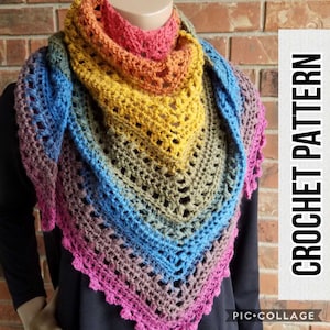 Intermediate Crochet Triangle Shawl/scarf Pattern PDF - Skipping Stones Design