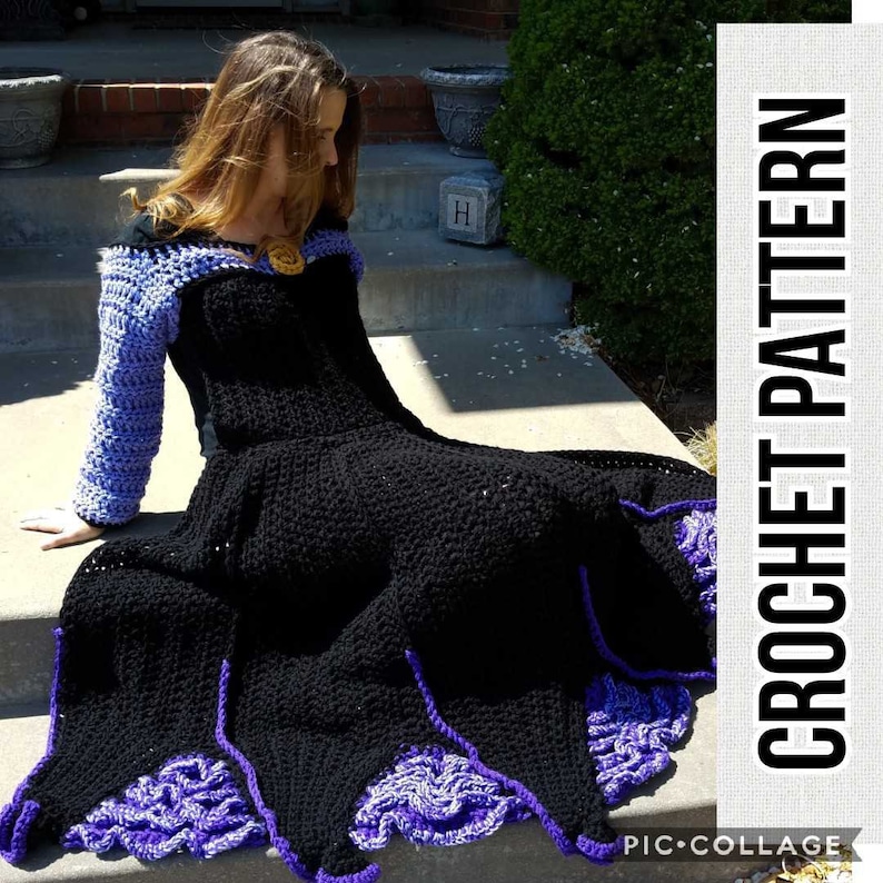 Sea Villian Dress Blanket Crochet Pattern Octopus Digital Download PDF Child, Toddler, Adult Sizes image 1