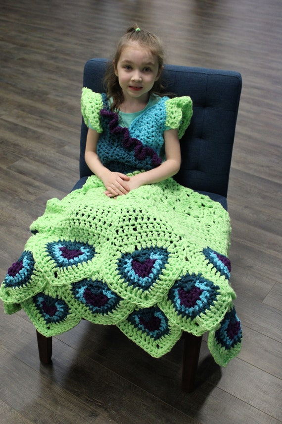 crochet peacock dress Peacock Princess Dress Blanket Crochet Pattern PDF Instant Download  Instructions, Toddler, Child, Adult Sizes