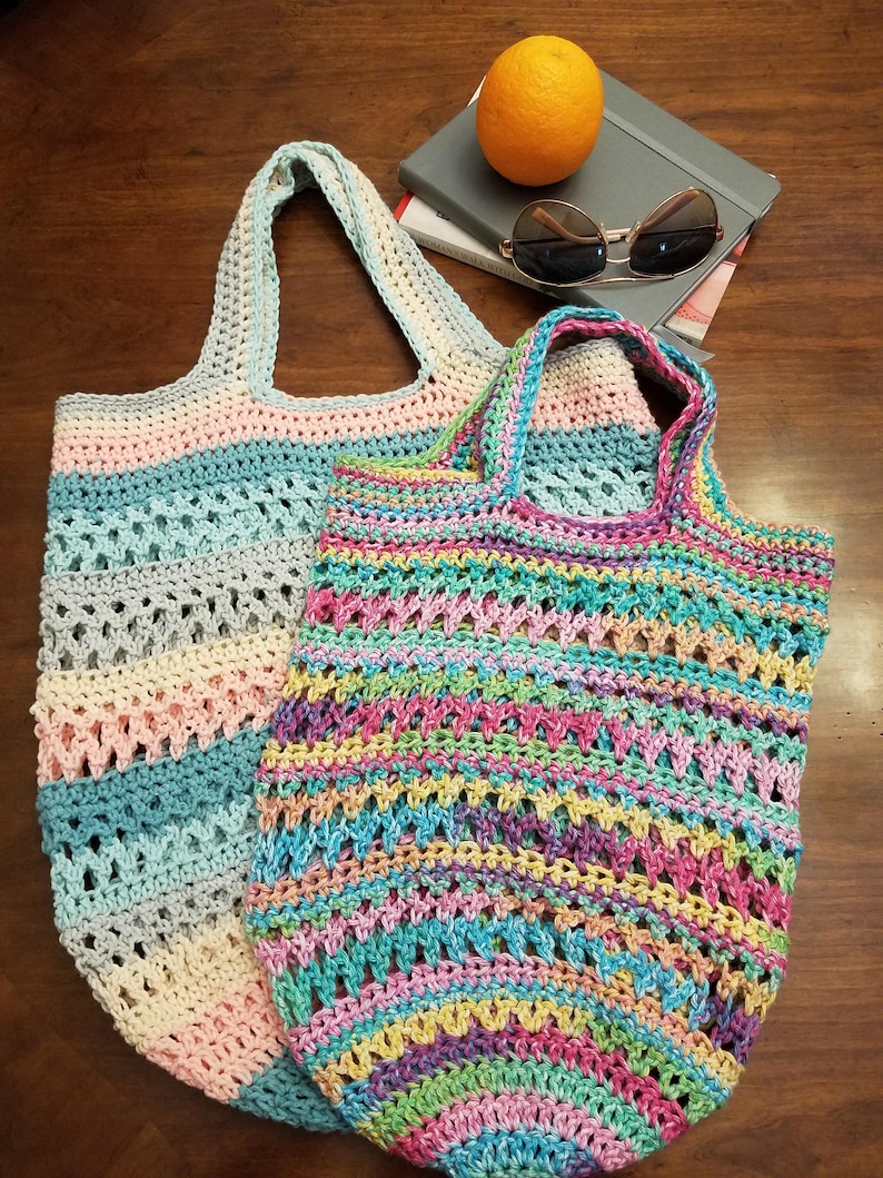On the Go Market Bag Crochet Pattern PDF Instant Download Reusable Bag Environmental Friendly 3 sizes Cotton