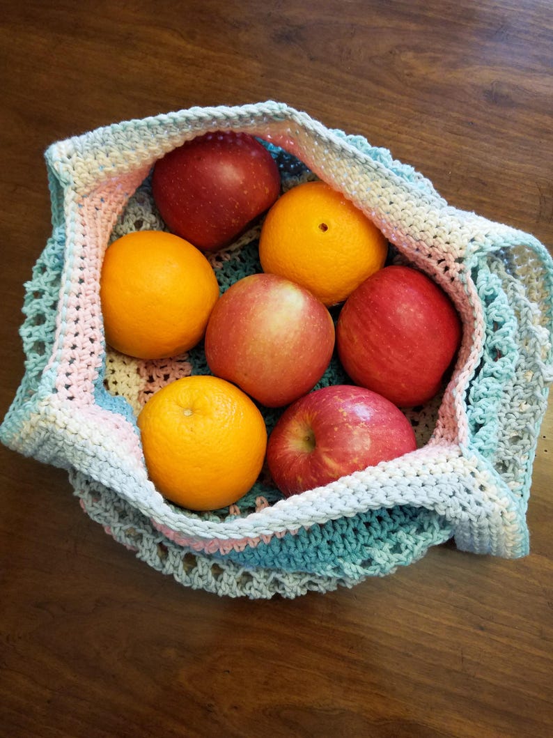 On the Go Market Bag Crochet Pattern PDF Instant Download Reusable Bag Environmental Friendly 3 sizes Cotton