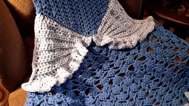 Couverture de robe de princesse, bleu, motif au crochet, Téléchargement numérique, PDF uniquement, tailles pour tout-petits, enfants et adultes image 2