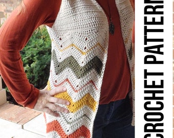 Harvest Chevron Vest Crochet Pattern PDF instant download sizes XS to 5XL