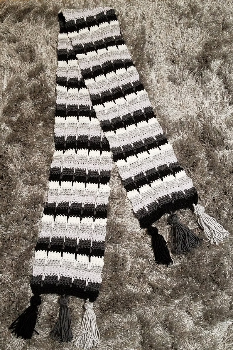 Winter/'s Ice Tasseled Scarf Crochet Pattern PDF Instant Download Caron x Pantone yarn