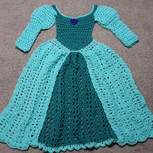 Couverture de robe de princesse, vert, motif au crochet, téléchargement numérique, PDF uniquement, tailles enfant et adulte pour tout-petits image 2