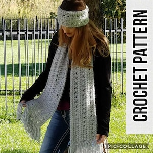 Hugs and Kisses Scarf and Earwarmer Set crochet pattern Instant Download PDF