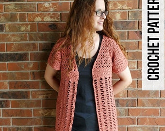 Summer Waves Cardi Adult Size Crochet Pattern instant download PDF crocheted sweater cardigan