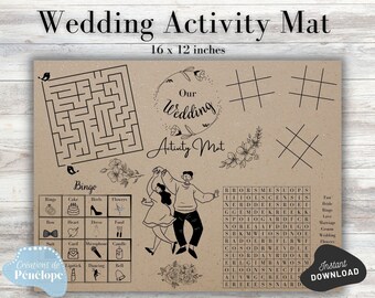 Wedding Kids Activity and Coloring Mat, Kids Table Activities | Wedding Coloring Mat, Childrens Game, Kids Maze | Printable Instant Download