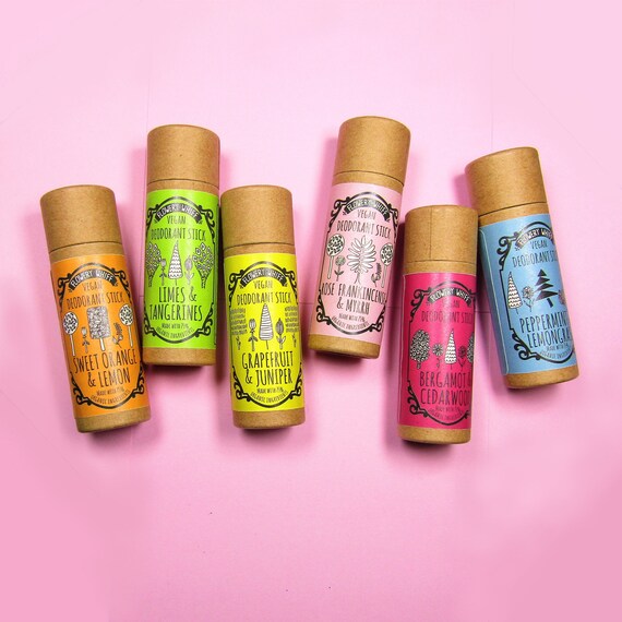 Natural Vegan Deodorant in Plastic Free Card Tubes by Flowery Etsy UK